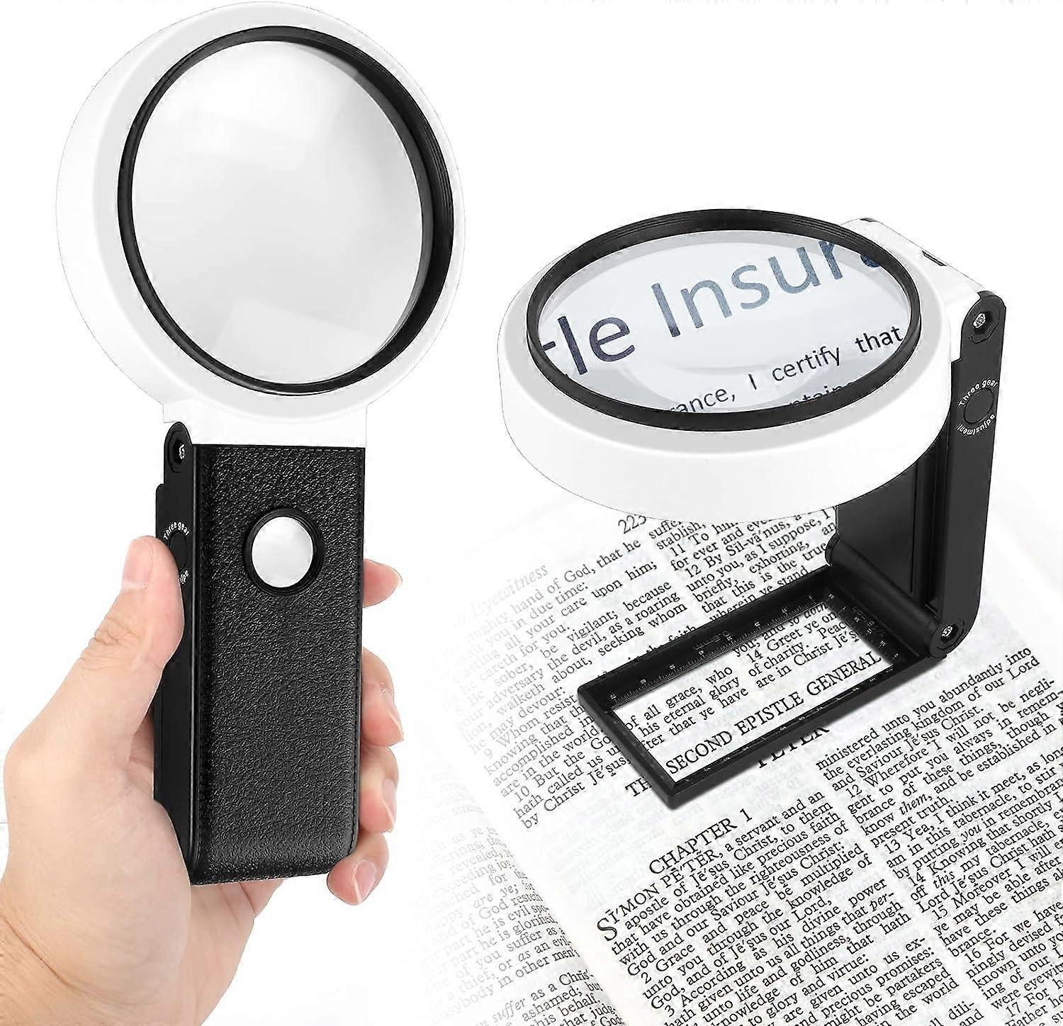 LED Illuminated Magnifying Glass - 25X 10X Reading Magnifier