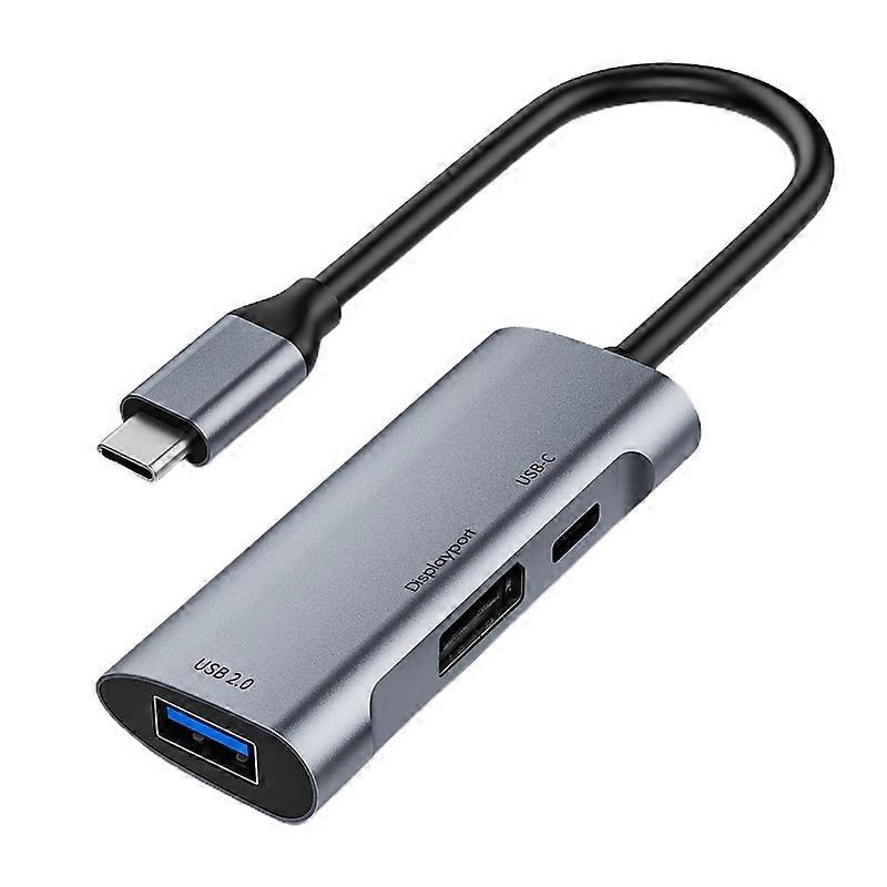 Docking Station Multifunctional Plug Play Compact 3 in 1 DisplayPort PD 60W USB 2.0 USB C Hub for Computer JIKAIX