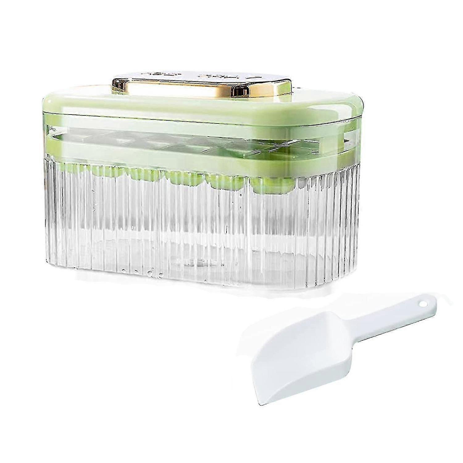 Silicone Press Type Ice-cube Tray For Freezer With Lid And Bin, One Second Release 24 Small Nugget