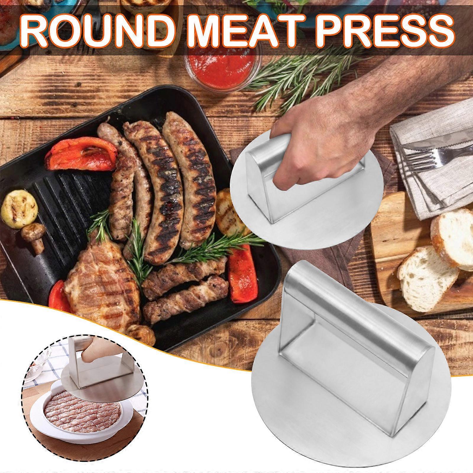 Steel Rectangular Lattice Meat Press Board With Wooden Handle Meat Press