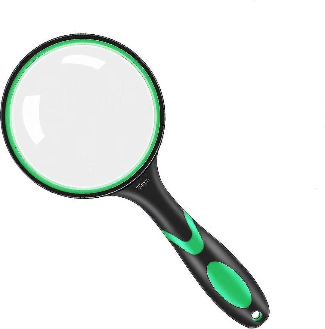 Handheld Reading Magnifier Set With Hanging Rope And Rubber Handle, 65mm Magnifying Lens Handheld Magnifying Glass For Observation Reading Book Fault