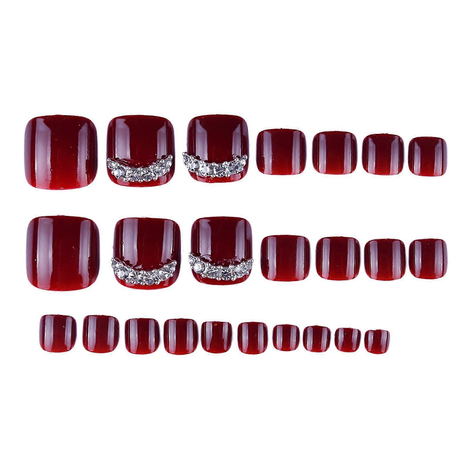 Press-on Fake Burgundy Nails Stick On Nails Glue On Nails Toenail Patch Nail Kit
