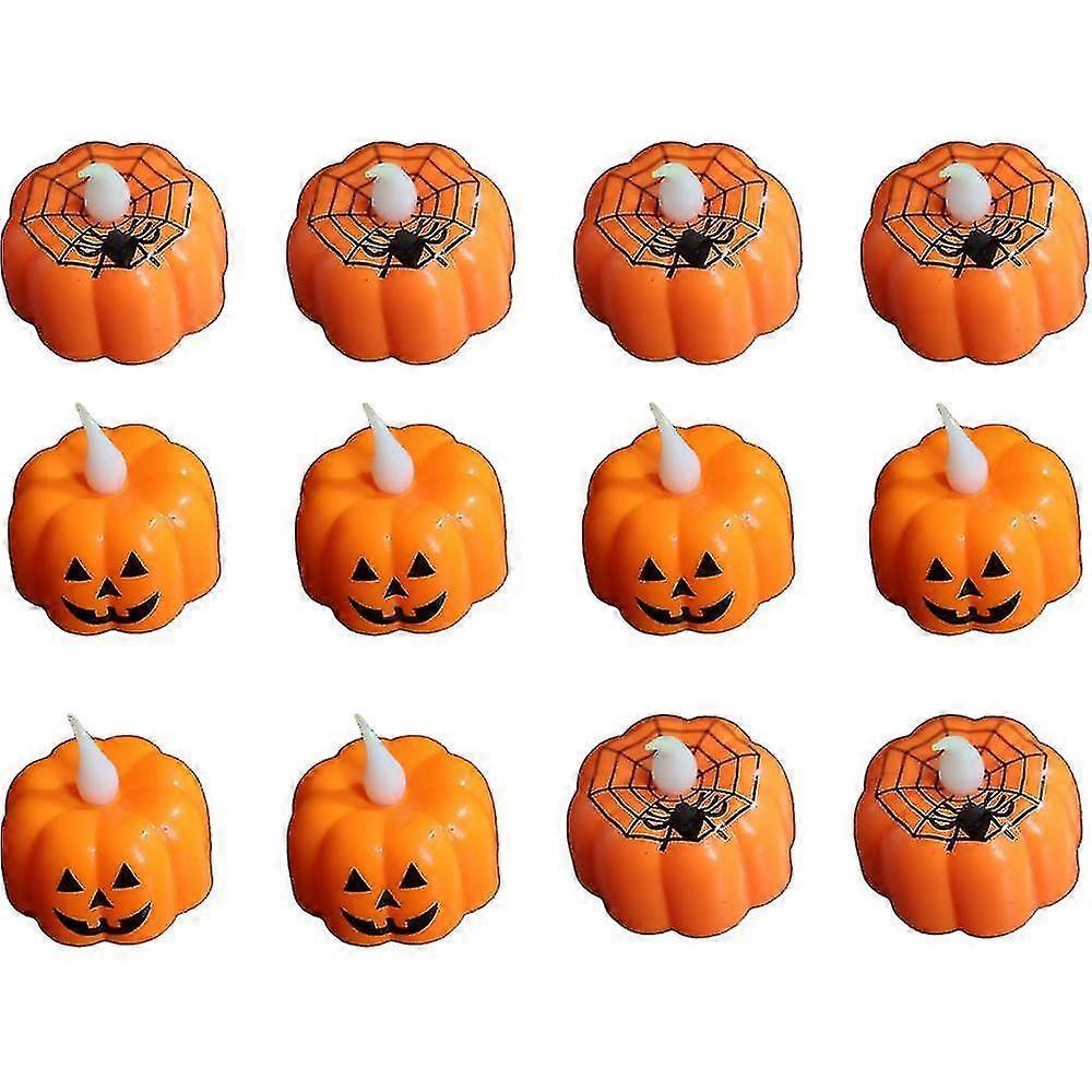Flickering Pumpkin Tea Lights 12 Pcs Flickering Led Pumpkin Lights