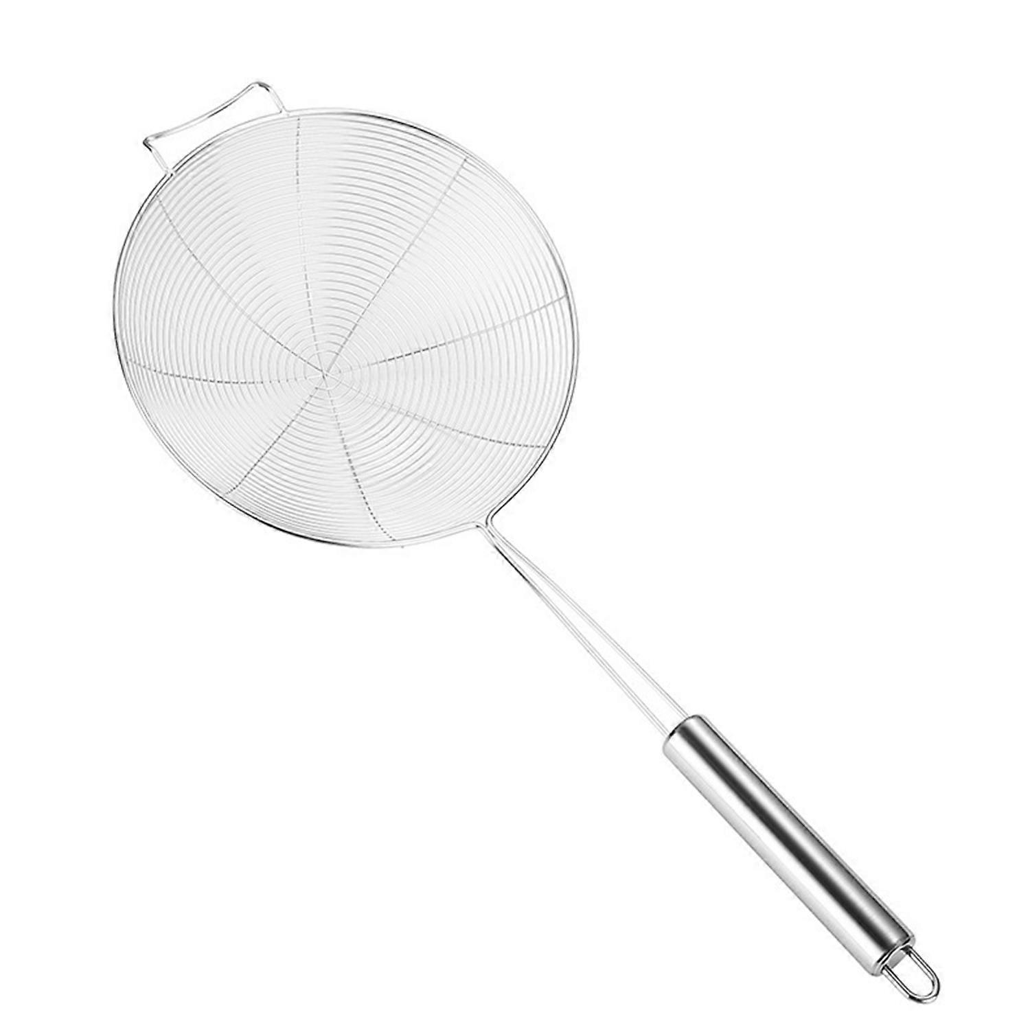 Stainless Steel Colander Easy to Clean Spiral Mesh Skimmer Spoon Anti-scalding Long Handle Strainer