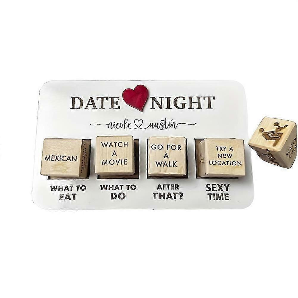 Ρομαντικά ζευγάρια Παιχνίδι 5 Χαραγμένα ξύλινα ζάρια ημερομηνίας και νύχτας Μεγάλη ιδέα για δείπνο, επέτειοι του Αγίου Βαλεντίνου Διασκεδαστικά παιχνίδια για ενήλικες