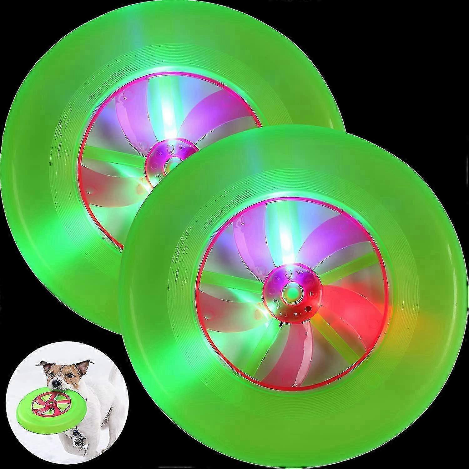 2ピース懐中電灯Led犬ディスク子犬ディスクおもちゃ犬フライングディスク長持ちLEDライトマルチカラーフライングドッグディスクおもちゃ子犬インタラクティブおもちゃ
