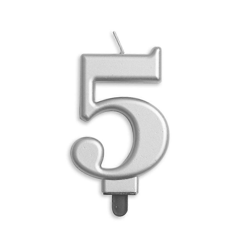 Vela Numeral '5' Plata