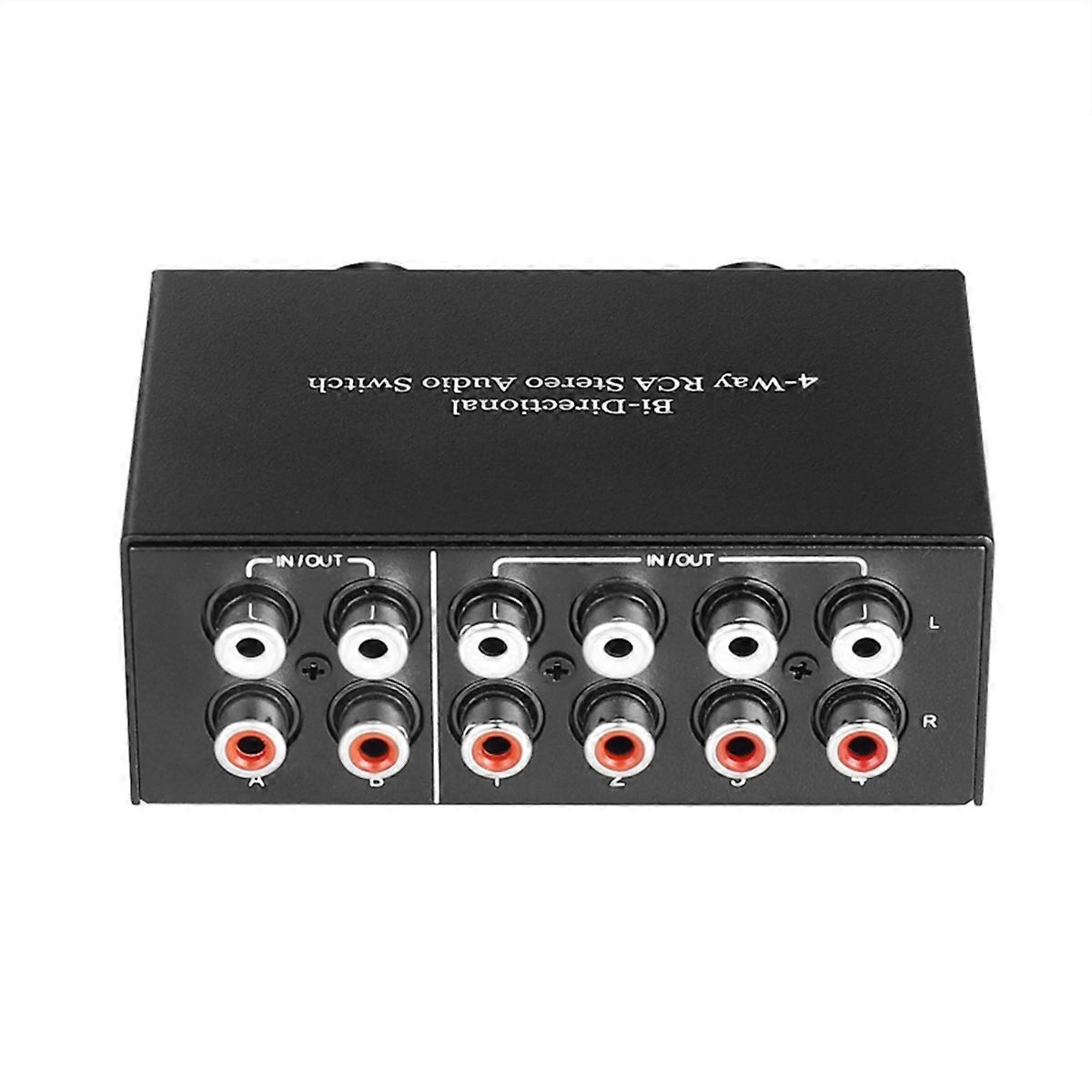 4 Way Bi-Directional Stereo Audio Switch 2 in 4 Out or 4 in 2 Out L/R Jack Sound Channel Audio Switcher Selector