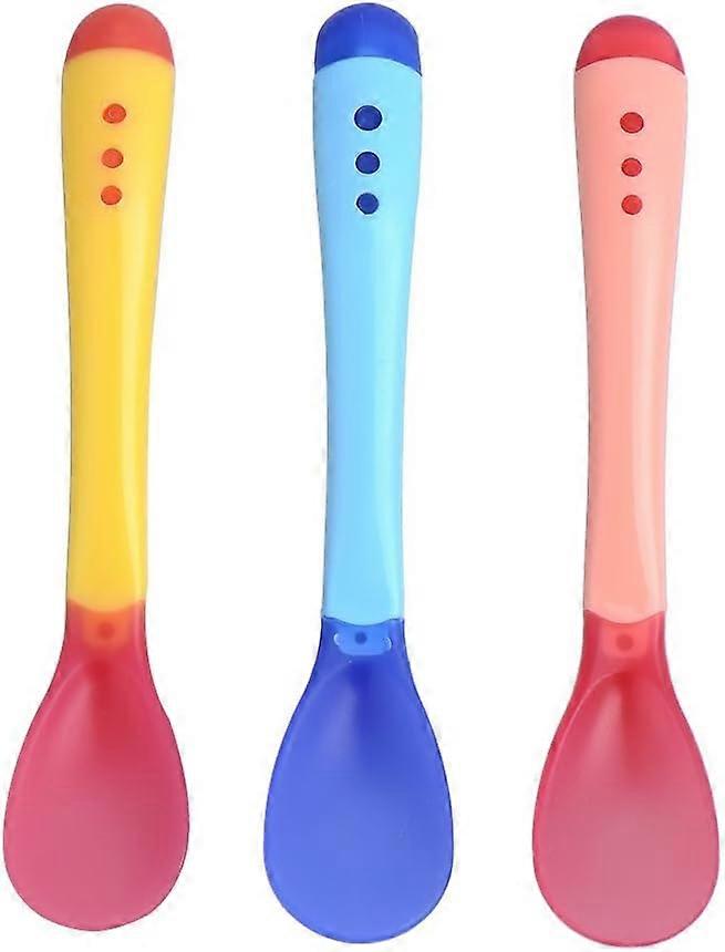 3-pack soft silicone baby spoon with temperature sensor