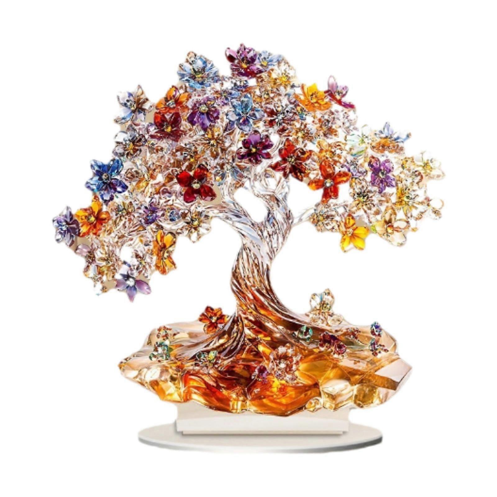 Acrylic Tree of Life Ornament 2D Craft Desktop Decoration for Bookshelf Home Style A