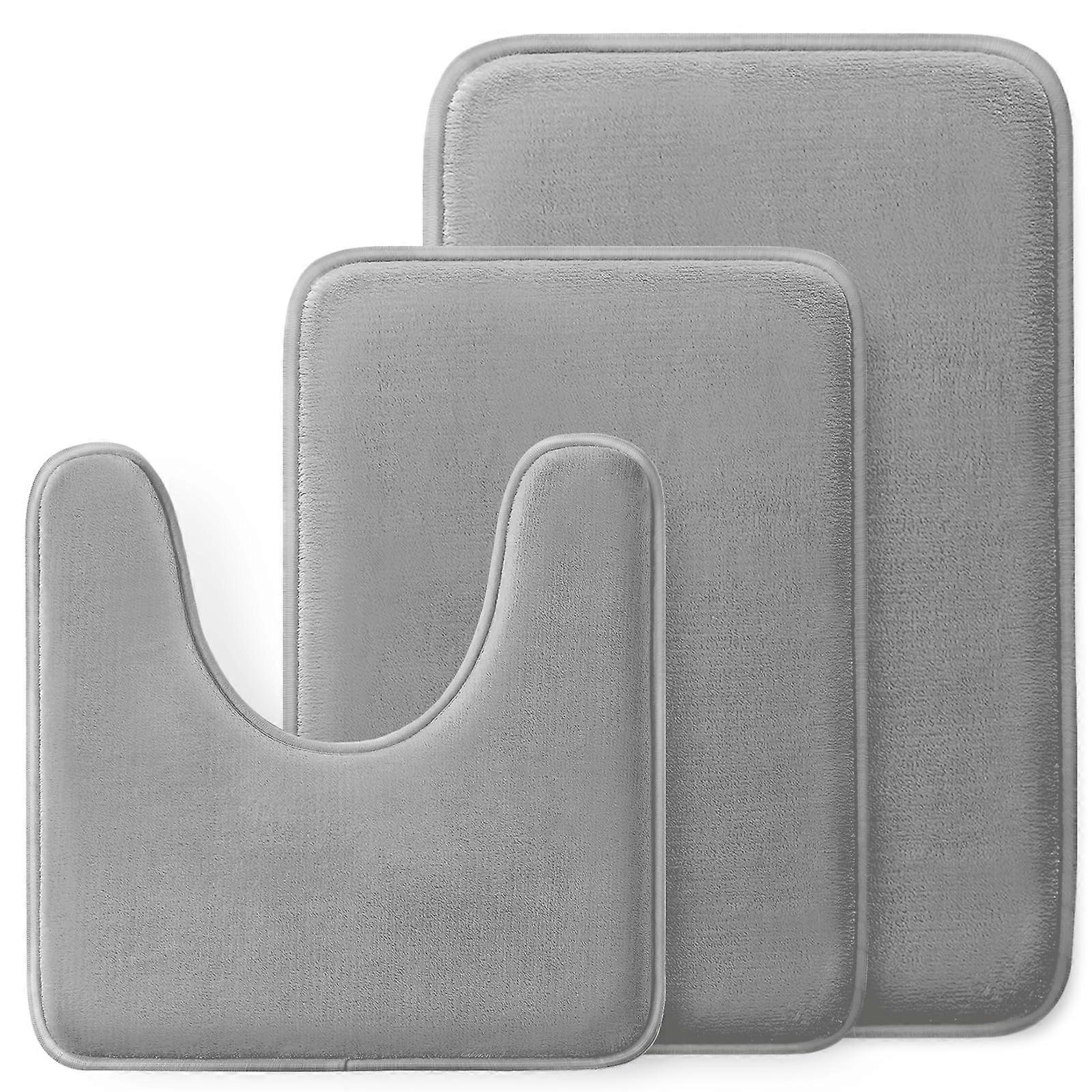 3 Piece Bathroom Rugs Sets Memory Foam Non-Slip Quick Dry Ultra Soft Velvet for Bathroom Toilet