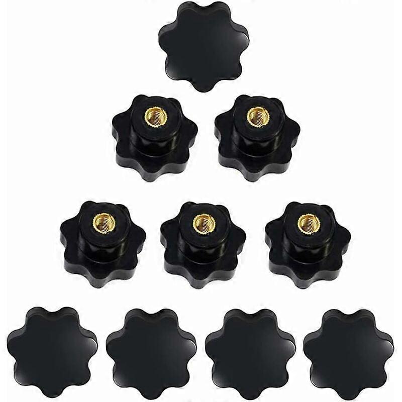 10 M8 Star Screws, Black Plastic Hand Knob, Female Thread Tightening Knobs