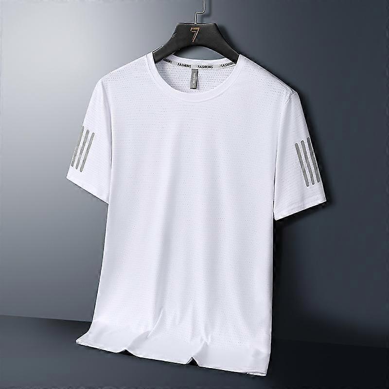 Breathable Ice Silk T-shirt for Men's Summer Quick Drying Short Sleeved Men's Round Neck Loose High Elastic Quick Drying Clothes