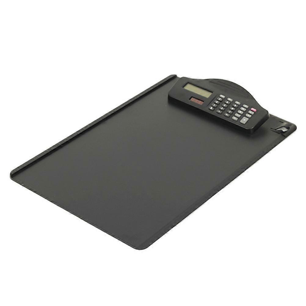 Plastic A4 Clipboard with Calculator Multifunctional Profile Clip Hardboard Paper Holder Writing Folders for School Classrooms Office (Black)