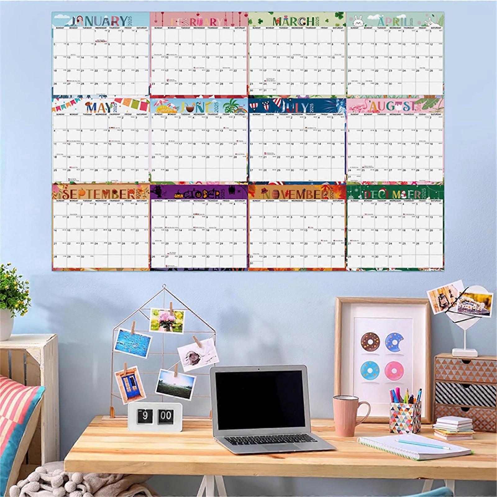 2025-2026 Large Double-sided Erasable English Wall Calendar Schedule With Double-sided Tape 3ml