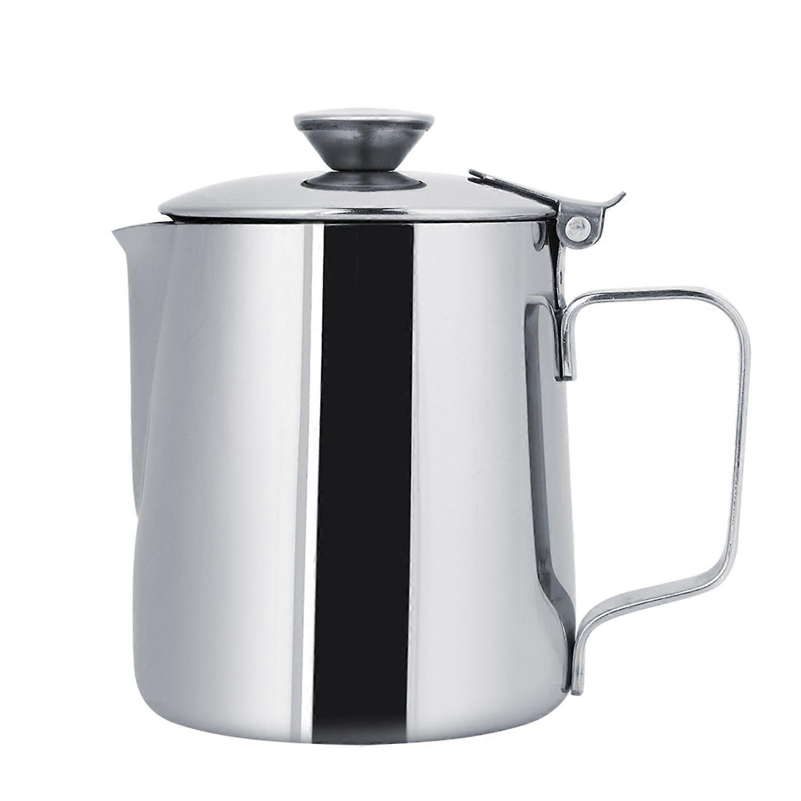 Stainless Steel Milk Frothing Pitcher With Cover For Latte Art Coffee Cup