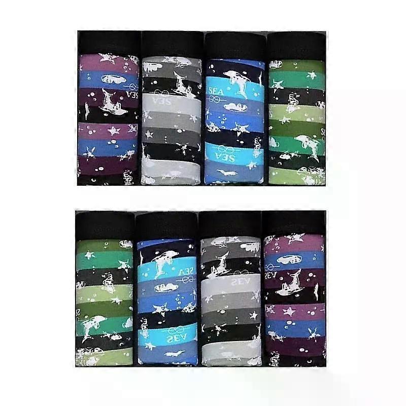 8st / parti mäns underkläder mode trend bekväm mjukt tyg boxershorts mitten midja randig kamouflage andningsbara boxershorts