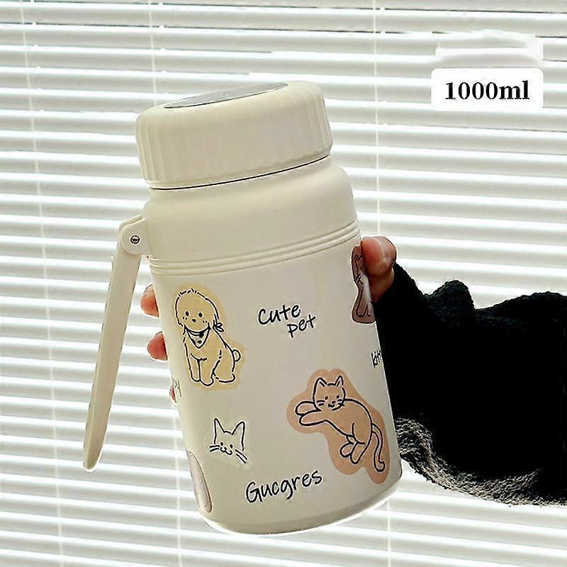 33.8 oz/1000Ml Bottle,Vacuum Insulated,Stainless Steel with Chug Cap-Printed White
