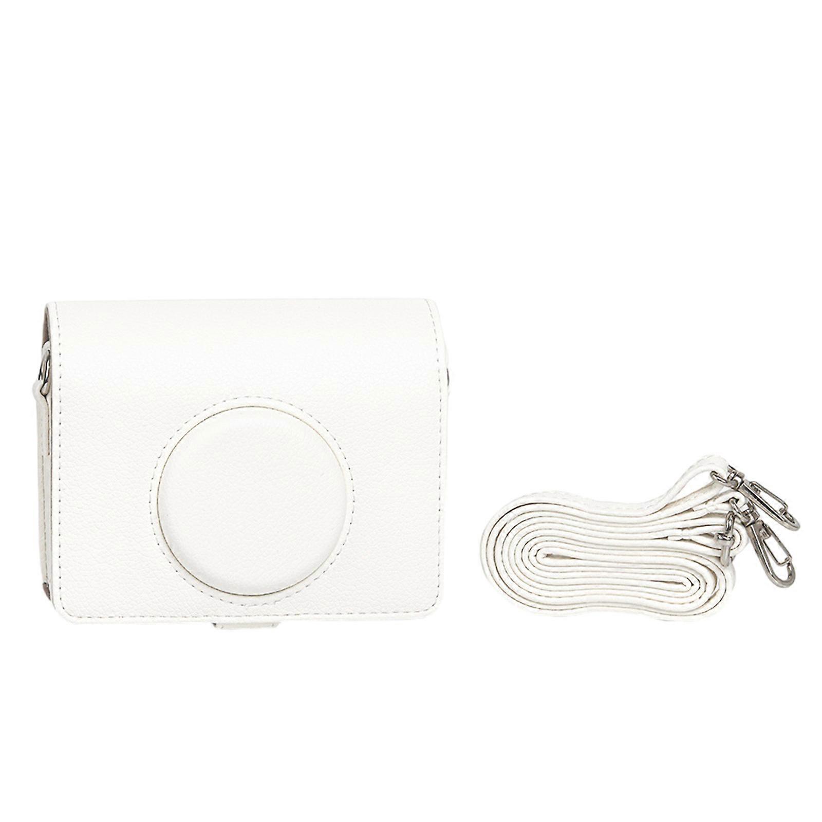 For Mini EVO Case Stylish PU Leather Protective Bag for Mini EVO Instant Camera Protector Adjustable Shoulder Strap  White