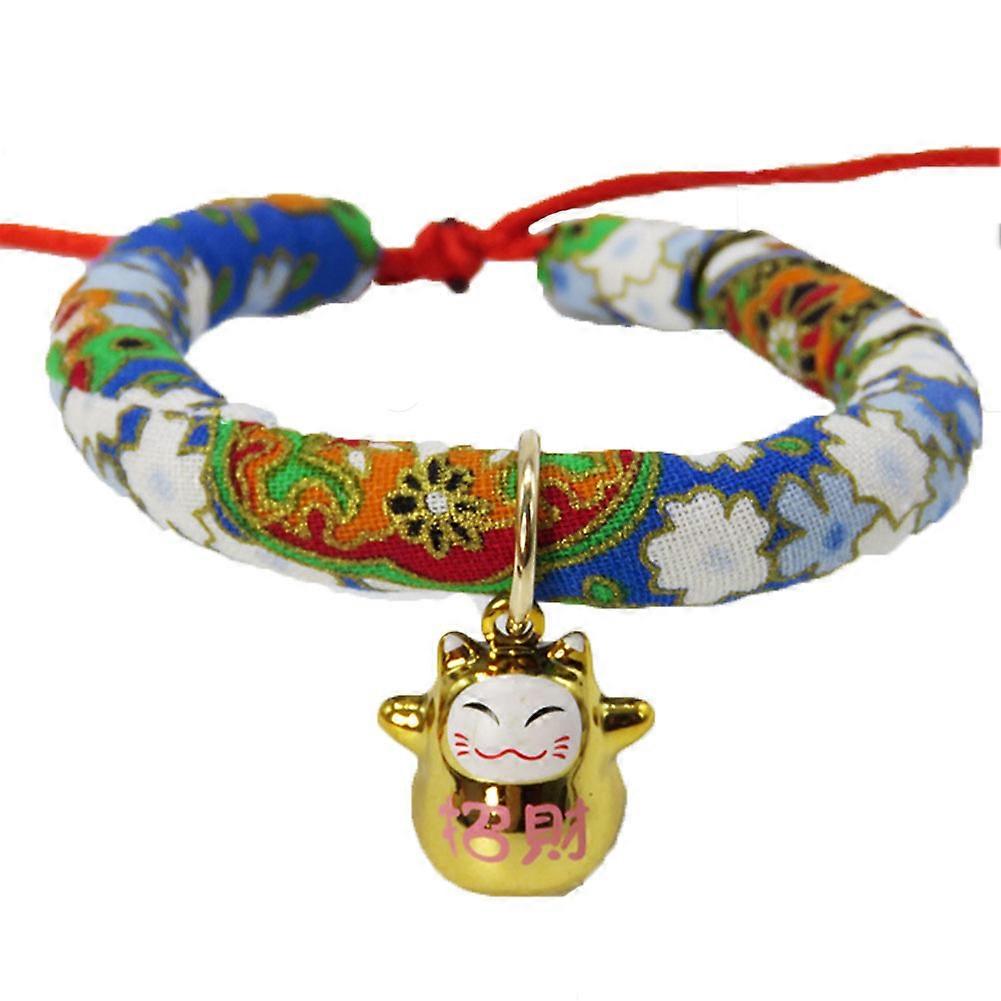 Adjustable Dog Cat Collar Necklace with Bell and Printed Necktie