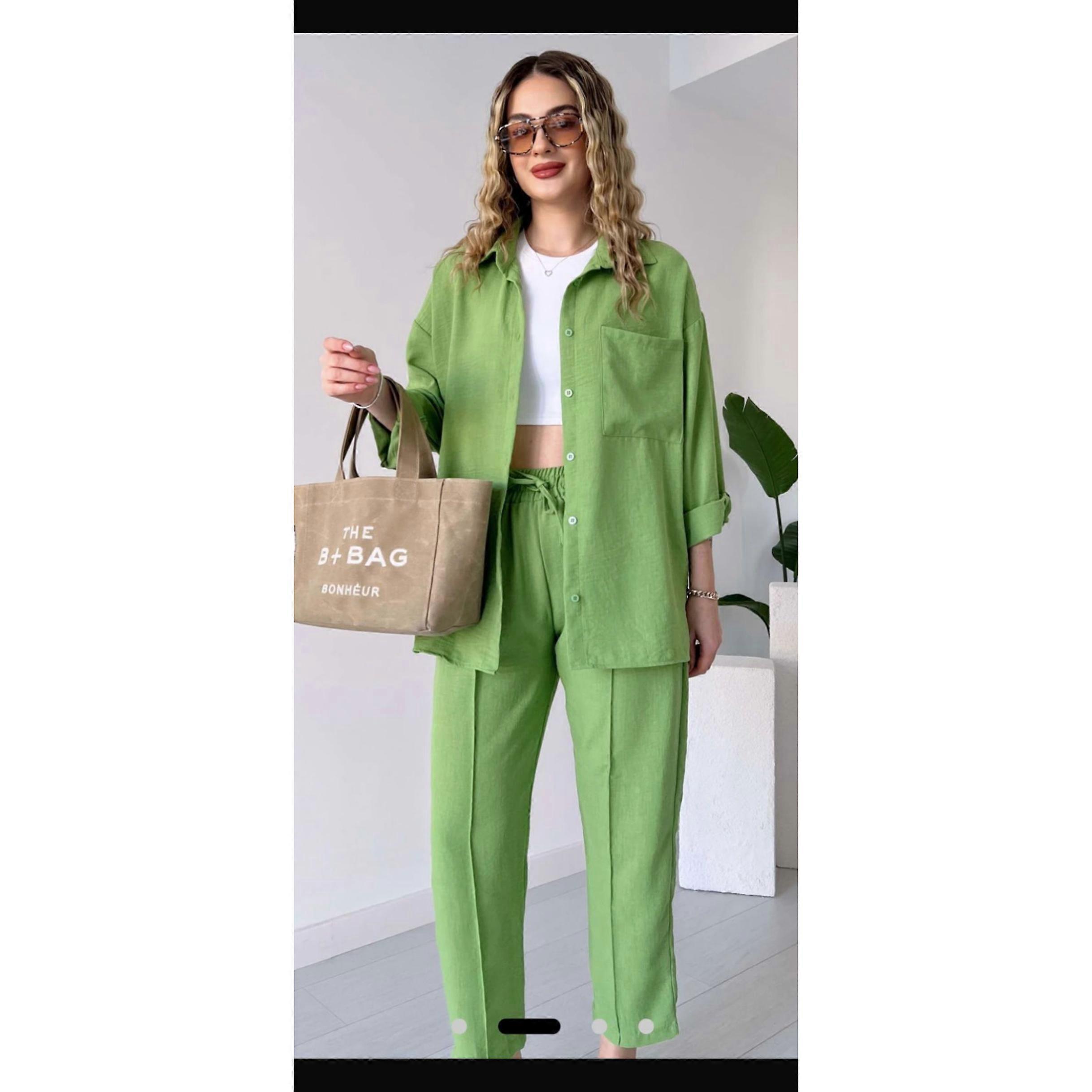 Womens Linen 2 Pc Shirt/trouser Set