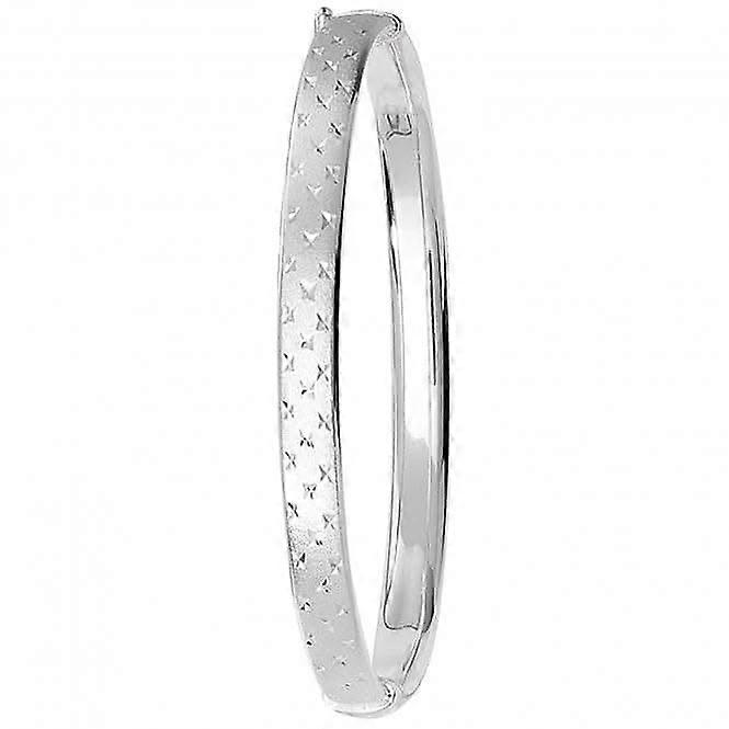 Acotis Silver Bangle Oval Dia Cut Frosted Hinged G4128