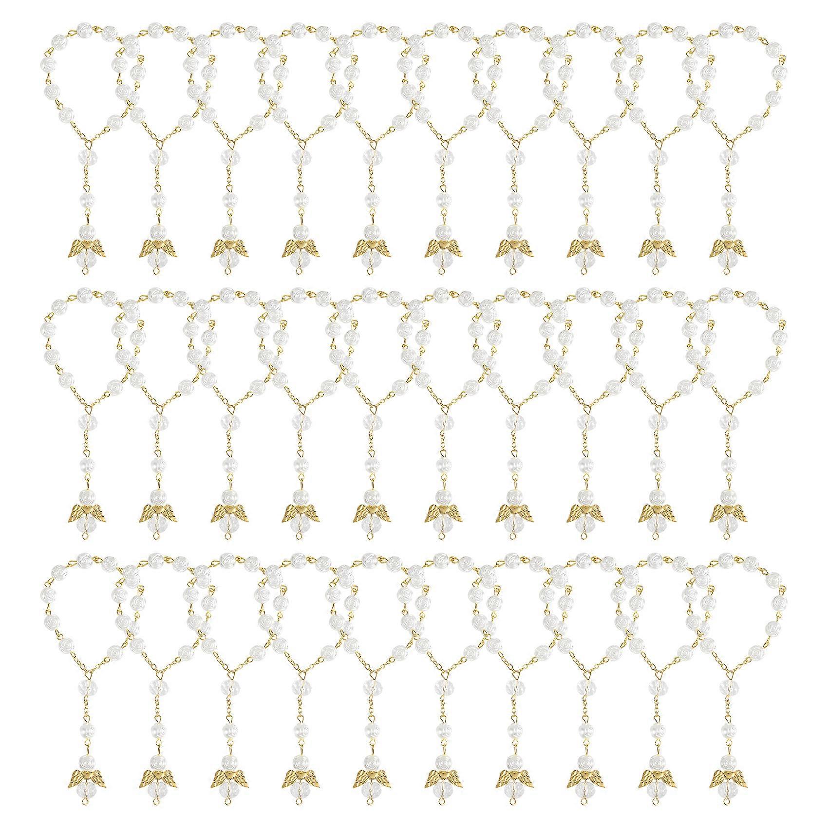 30 PCS Baptism Rosary Acrylic Rosary Beads Mini Rosaries Angel