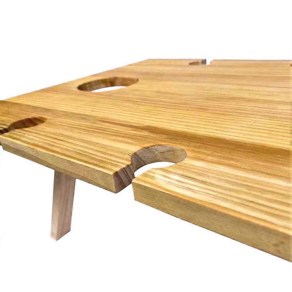 صينية نزهة وجبن محمولة قابلة للطي في الهواء الطلق مع ترتيب طعام مستقر طاولة زجاجية من الخشب الخشبي للحفلات الموسيقية في الحديقة