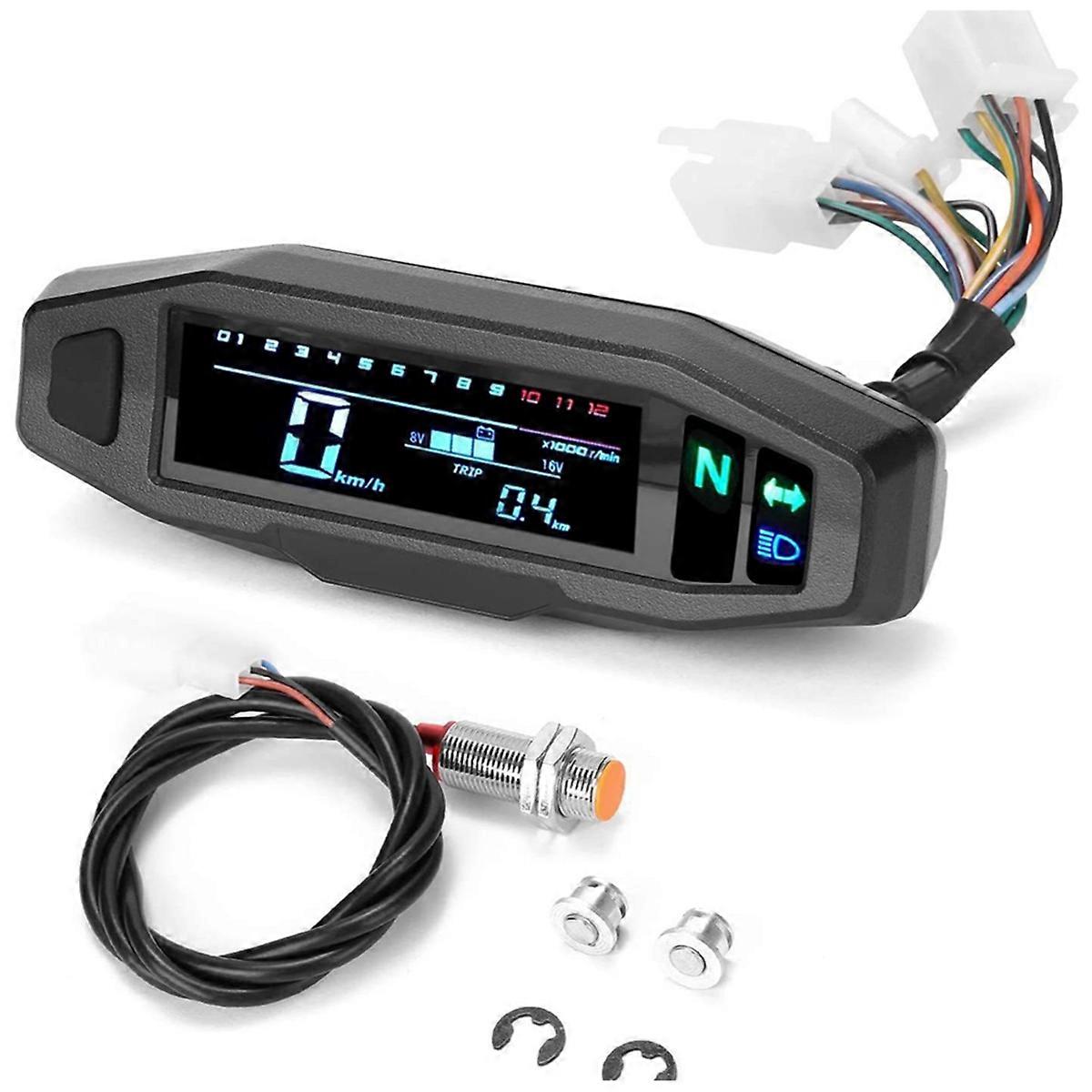 Motorcycle Mini VA HD LCD Speedometer Fuel Gauge Hd Adjustable LCD