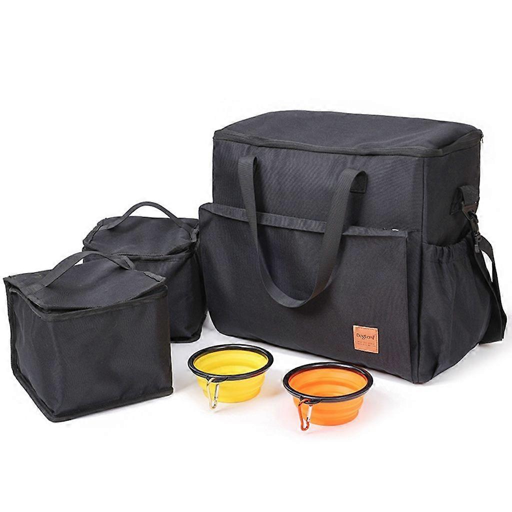 Dog Outdoor Bag with Foldable Bowl Casual Outdoor Feed Storage Bag for Travel
