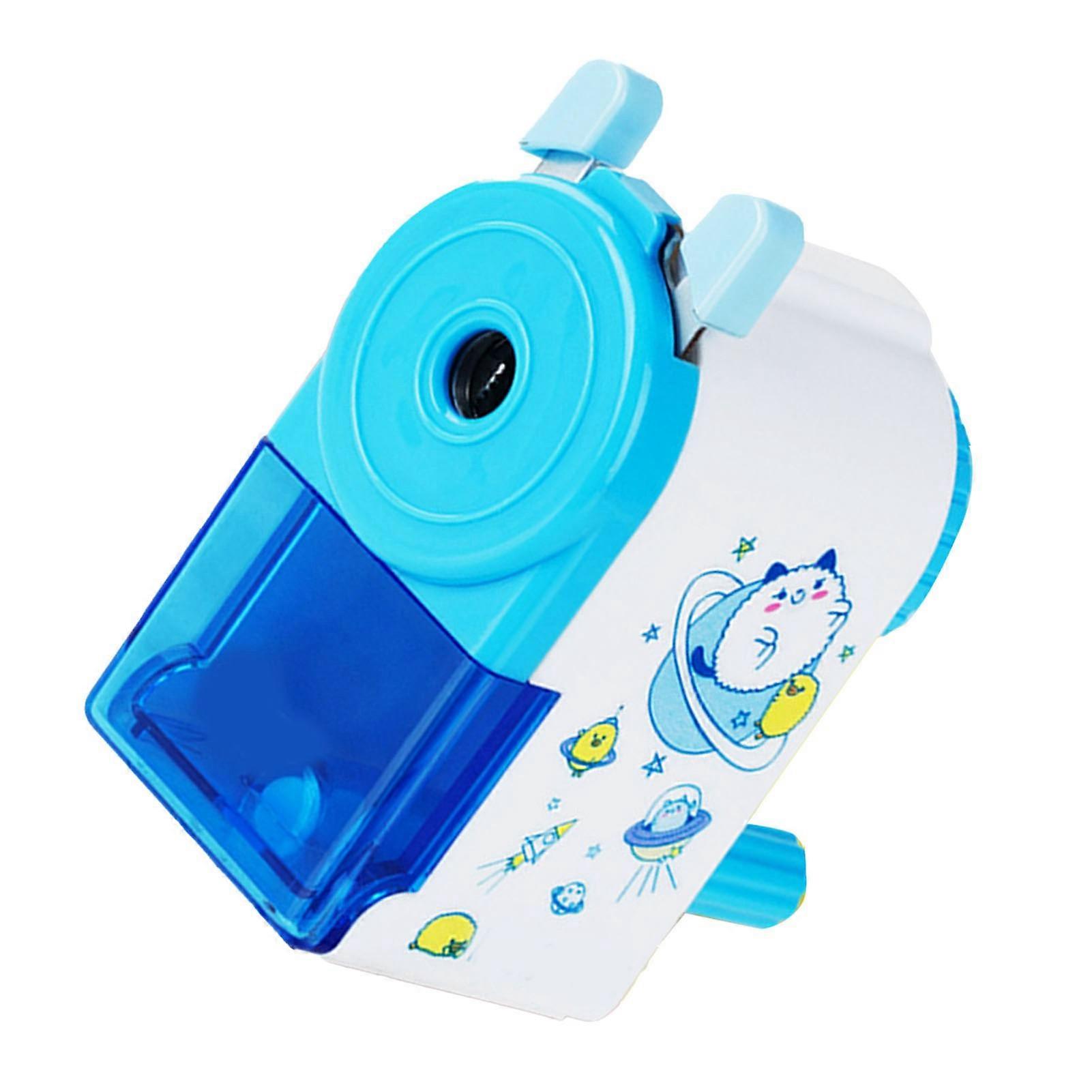 Rotating Pencil Sharpener Cute Portable Efficient Hand Crank Manual Pencil Sharpener for Students Blue 