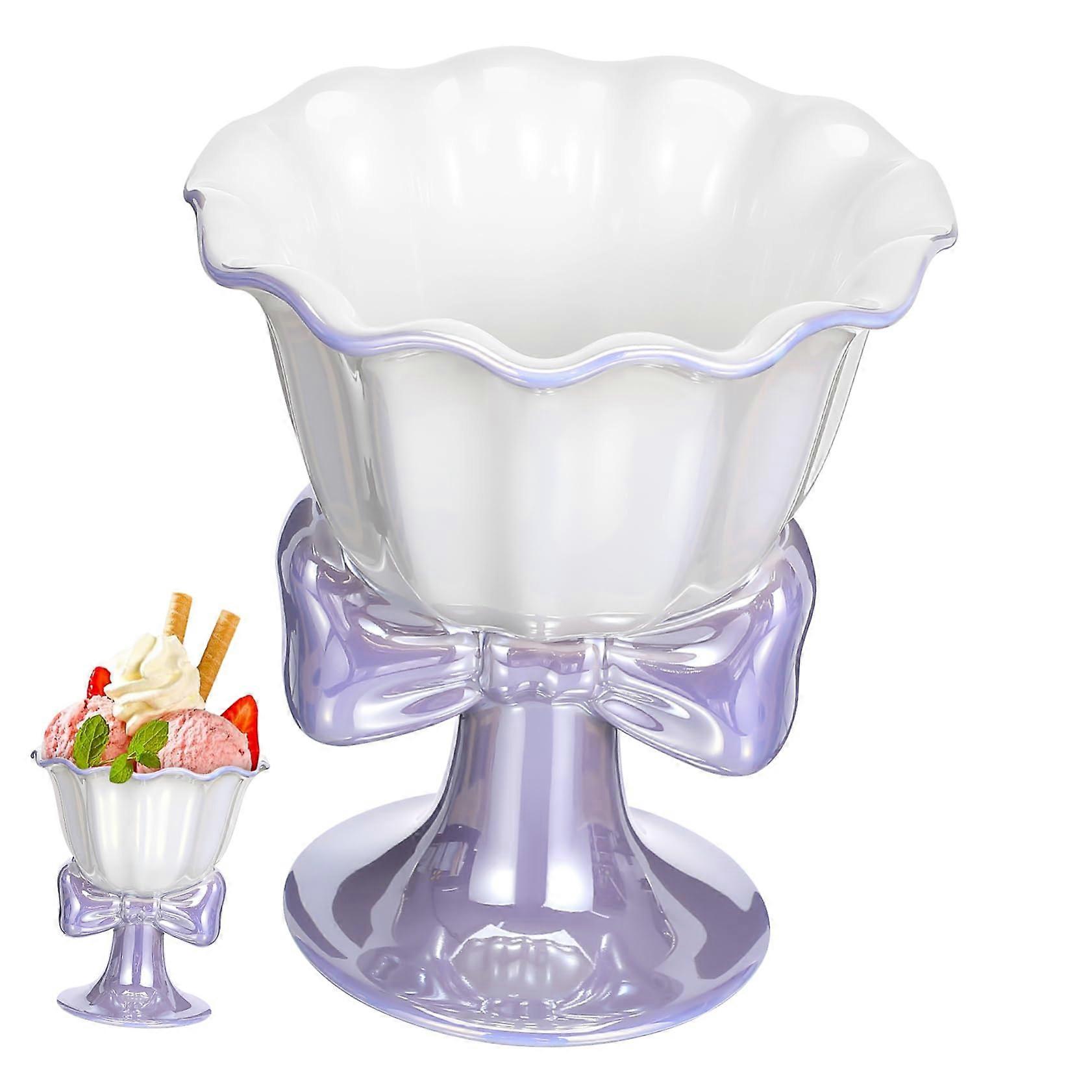 Ceramic Dessert Bowl Footed Cup For Snacks Fruit And Ice Cream Serving Dishware