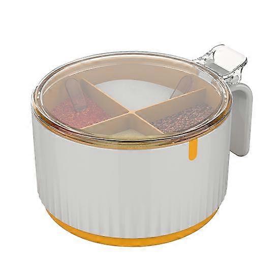 4 Grids Plastic Seasoning Box Integrated Durable Salt Jar Countertop Space-saving Kitchen Organizer