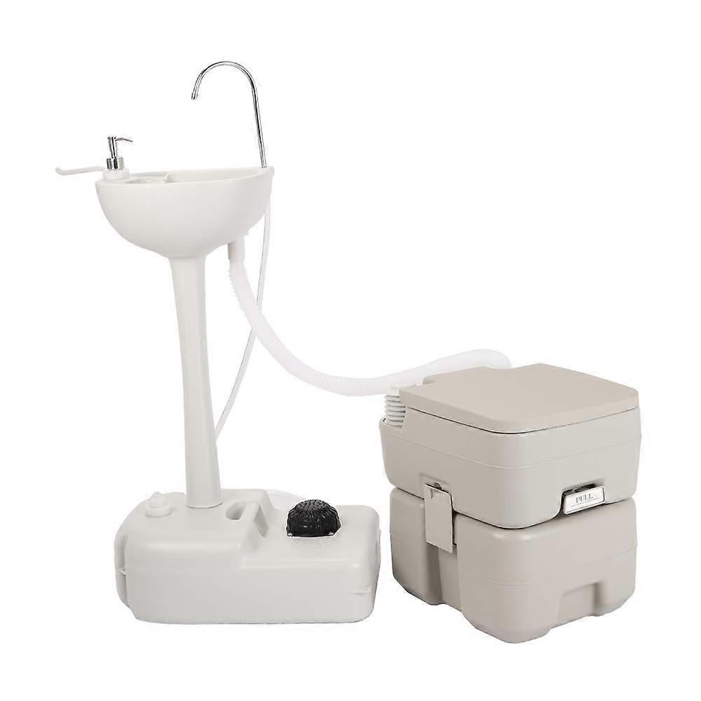 Open Garden Camp Hand Sunday Toilet with Removable Washable Basin for RV Kitchen, White Version, Portable Design