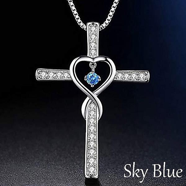 Infinite Love Cross Pendentif Collier [bleu]