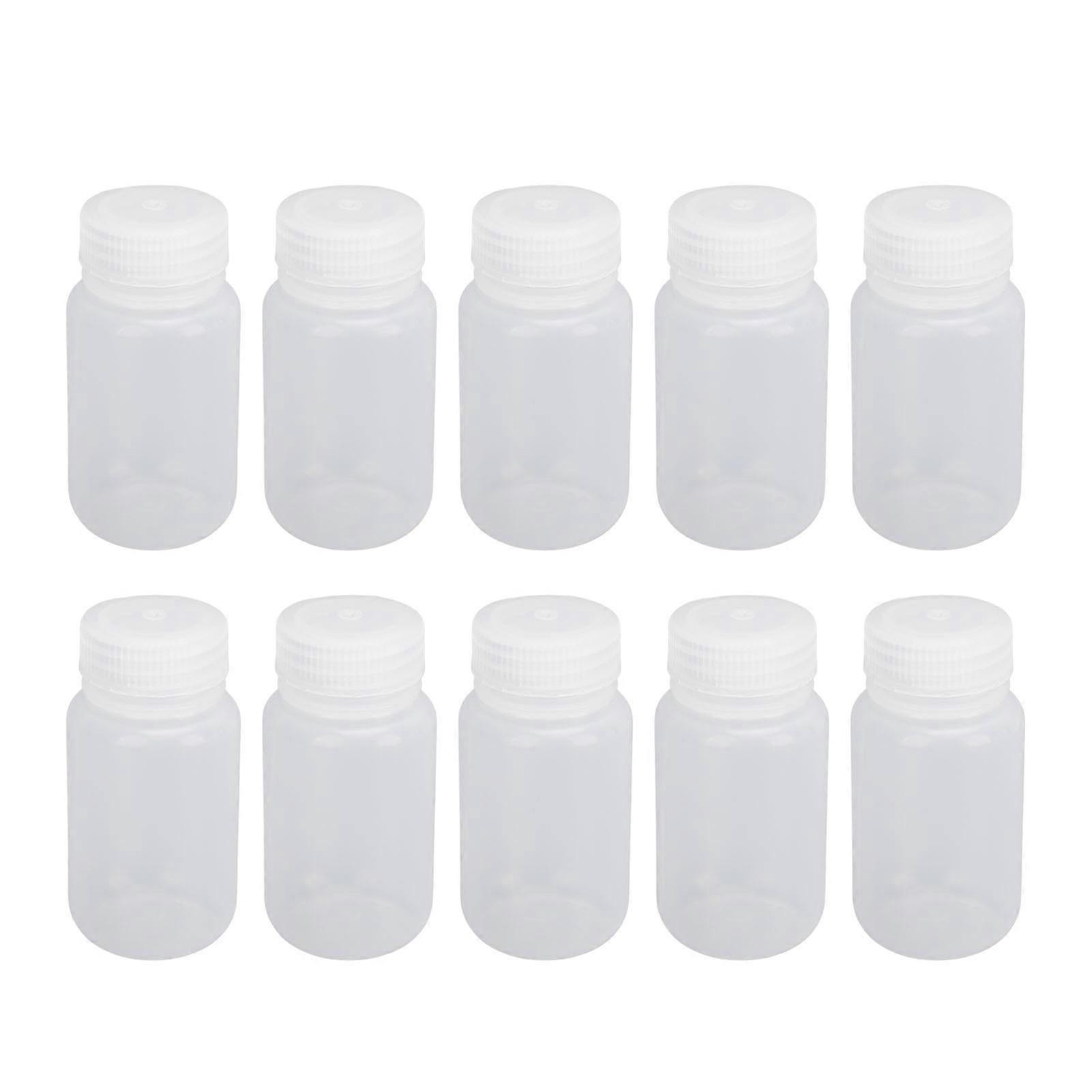 10Pcs Plastic Reagent Bottles Wide Mouth 125ml Lab Sample Storage Containers with Leak-Proof Spiral Caps Durable Liquid Seal