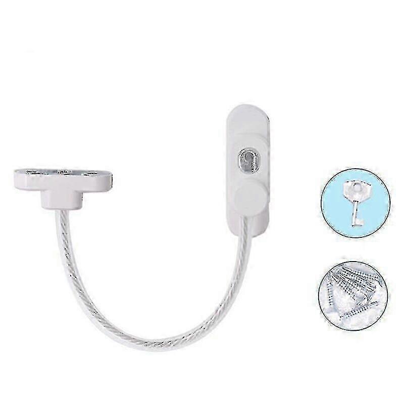 Anti-Theft Pull Cord Combination Lock, Window Limiter, Child Safety Lock with Key Ring, White