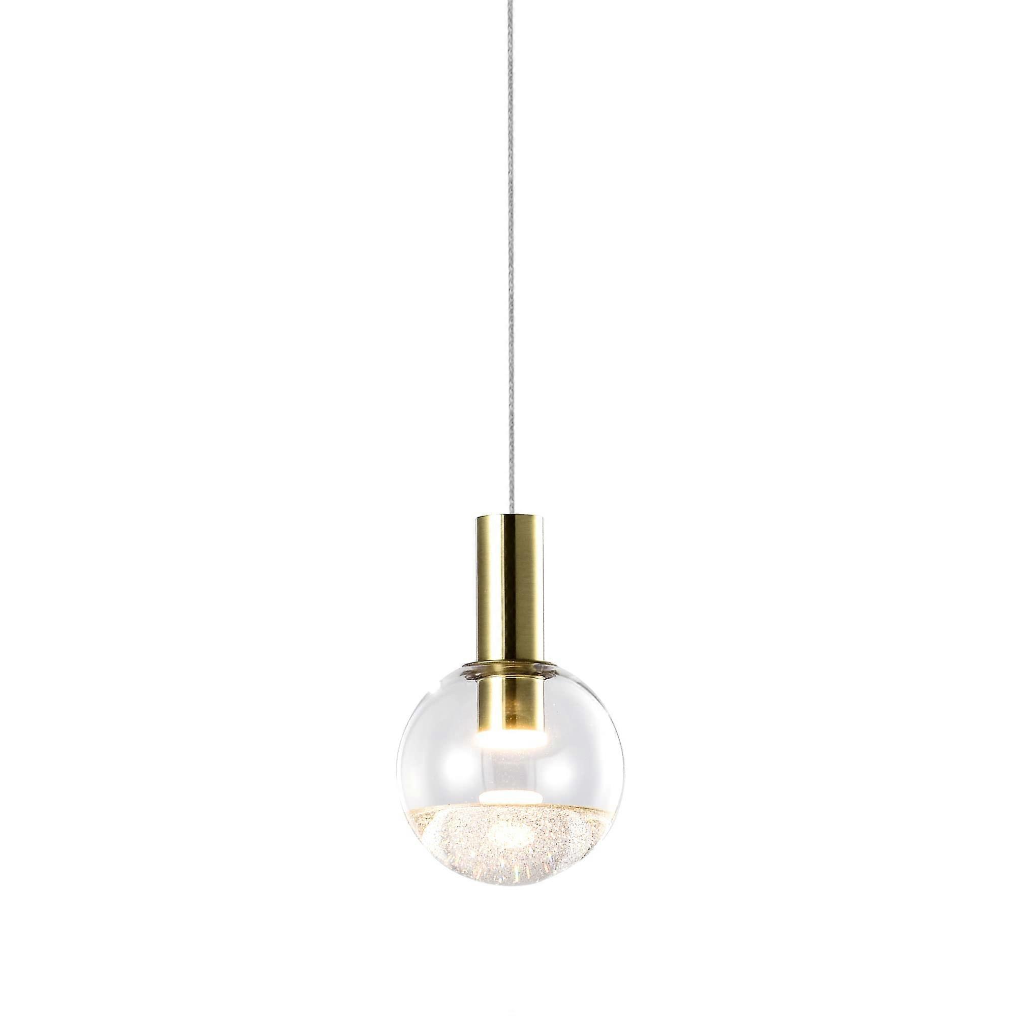 Lighting Sienna VAP2181BRS 5' Integrated LED ETL Certified Height Adjustable Pendant Light with Globe Shade, Brass