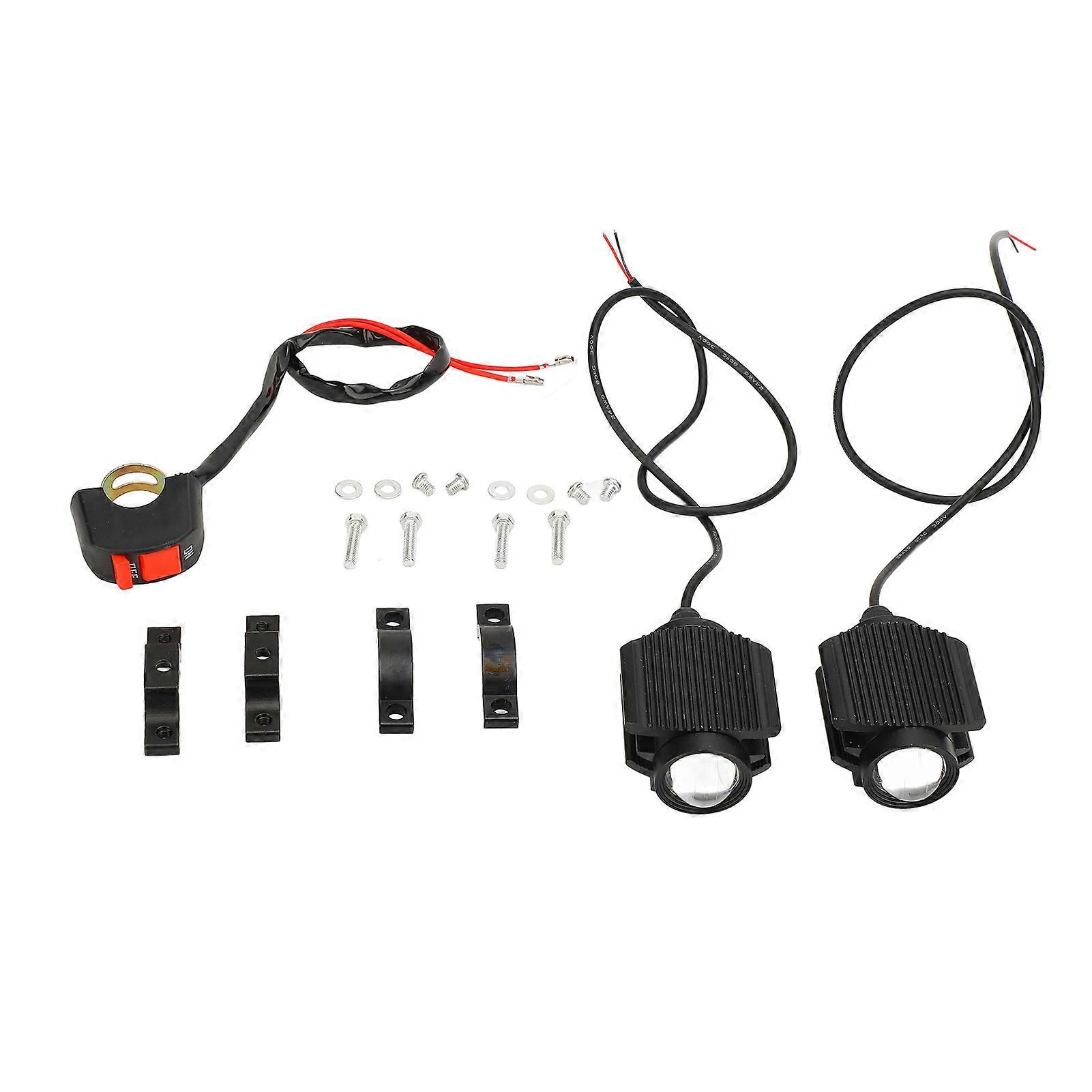 Pair of Motorcycle Spotlight Yellow White Dual Source LED Work Lamp Driving Lights Auxiliary Pod Light