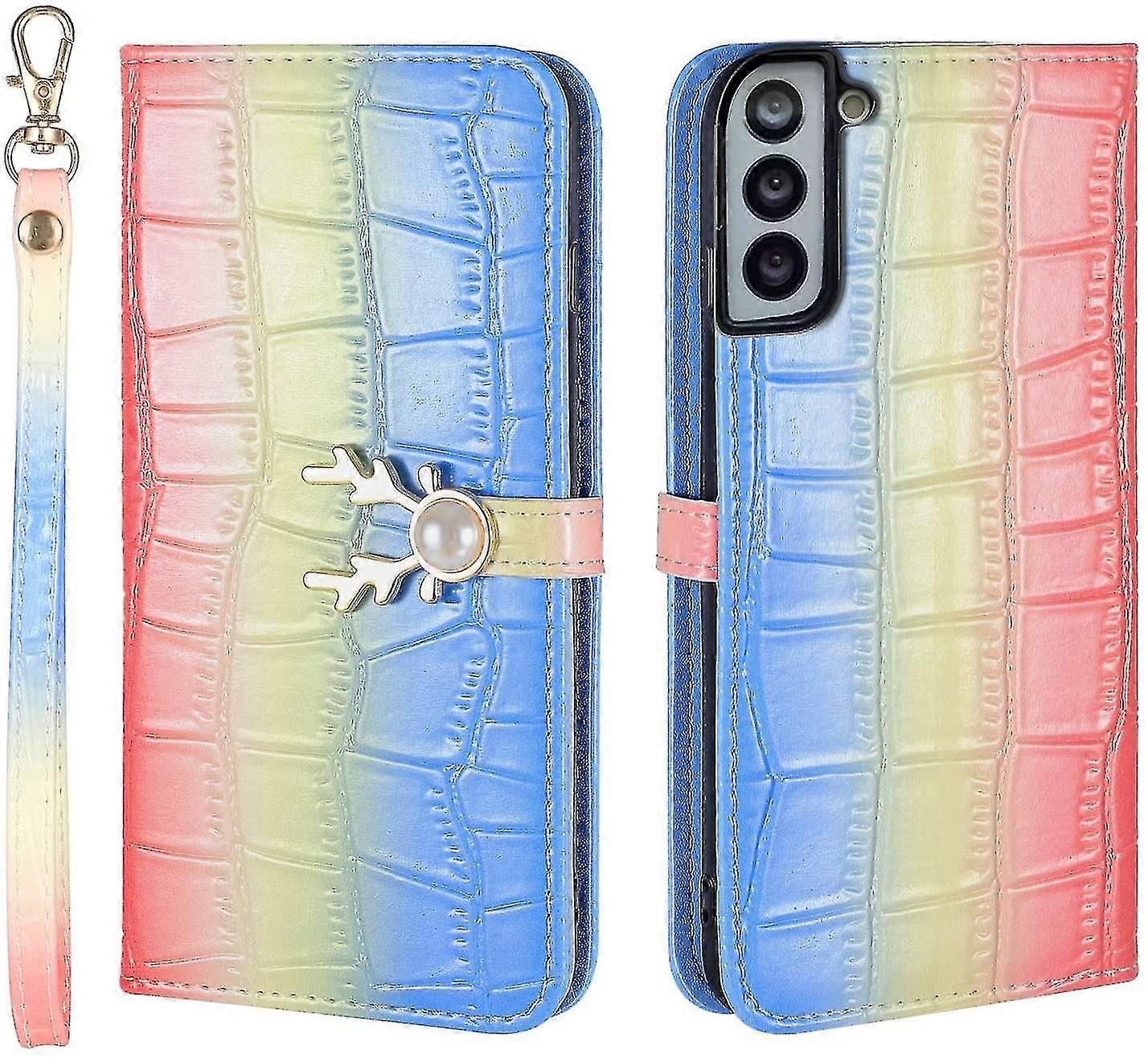 Wallet Case Compatible With Samsung Galaxy S22, Gradient Crocodile Pattern Pu Leather Cover