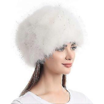 Sombrero de piel sintética para mujer para invierno con gorra blanca estilo Stretch Cossack Russion
