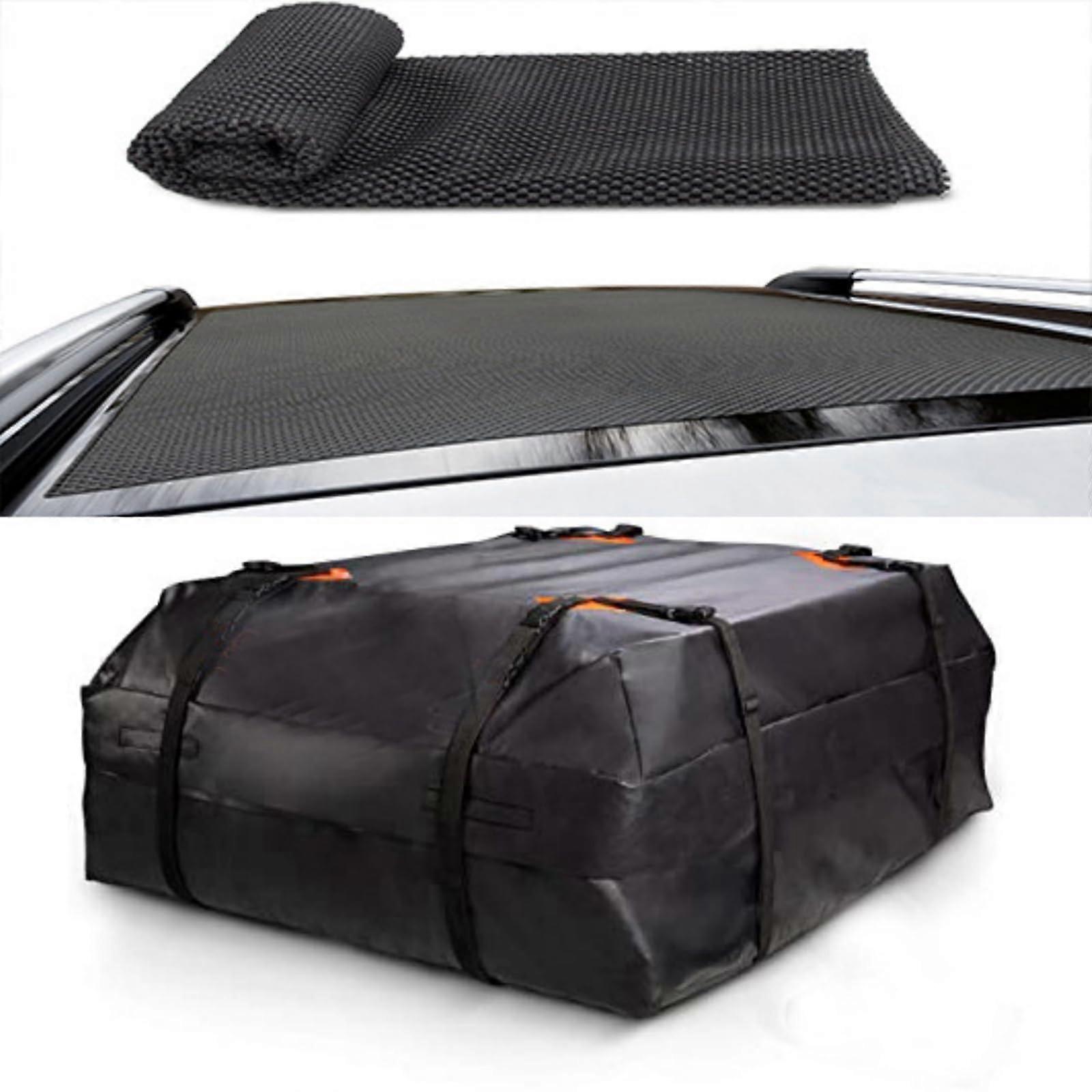 15 Cubic Feet Waterproof Car Roof Cargo Carrier Bag with Anti-Slip Mat for All Cars Rack-Compatible Soft-Shell Storage