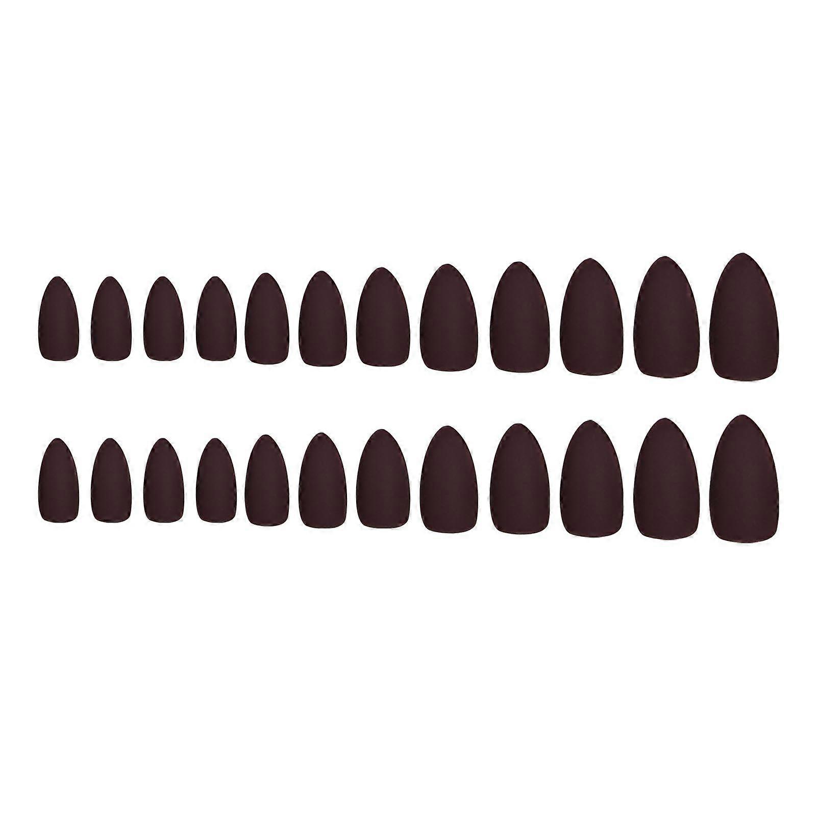 Autumn Winter Matte Brown False Nails Natural-looking Easy to Take on and Apply