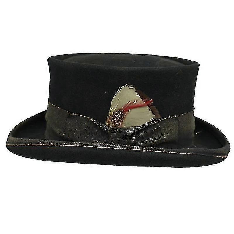 Mid Crown Red Top Hat Unisex Hat Steam Punk Hat Cylinder Wool Felt Top