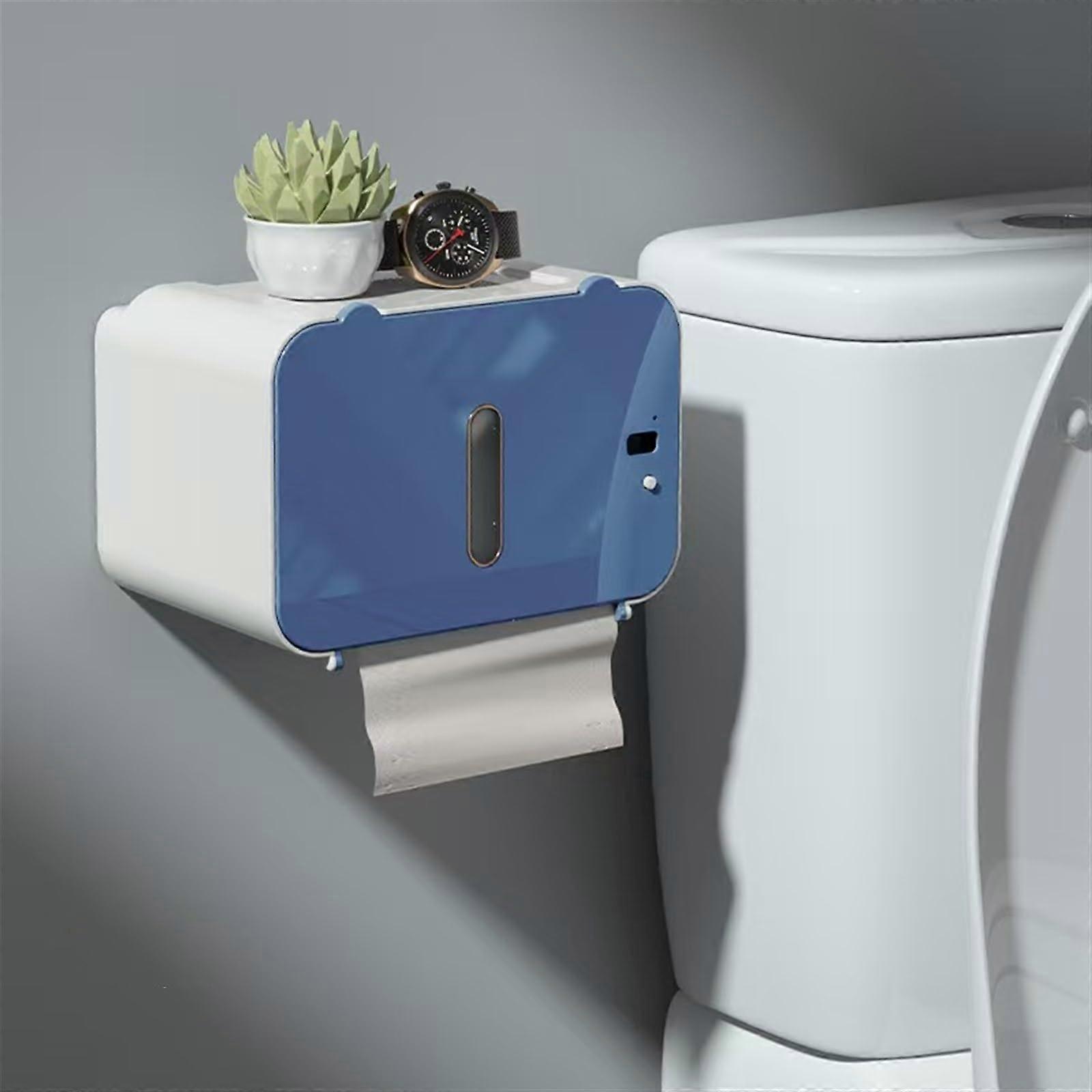 Smart Touchless Electronic Sensor Paper Towel Dispenser Upgraded Wall Mounted Toilet Paper Holder Tissue Box (Blue)