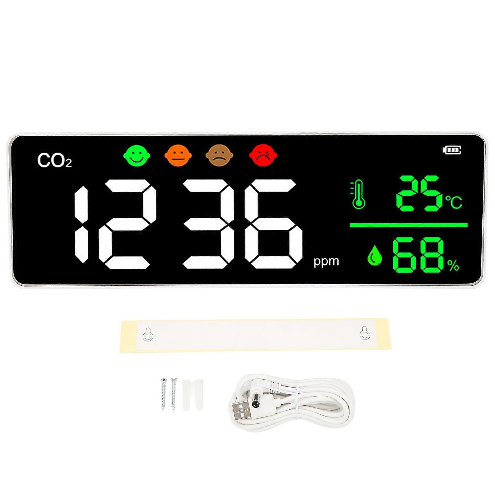 LED Screen Air Quality Monitor Wall Mount Digital Temperature CO2 Concentration Detector DM1306