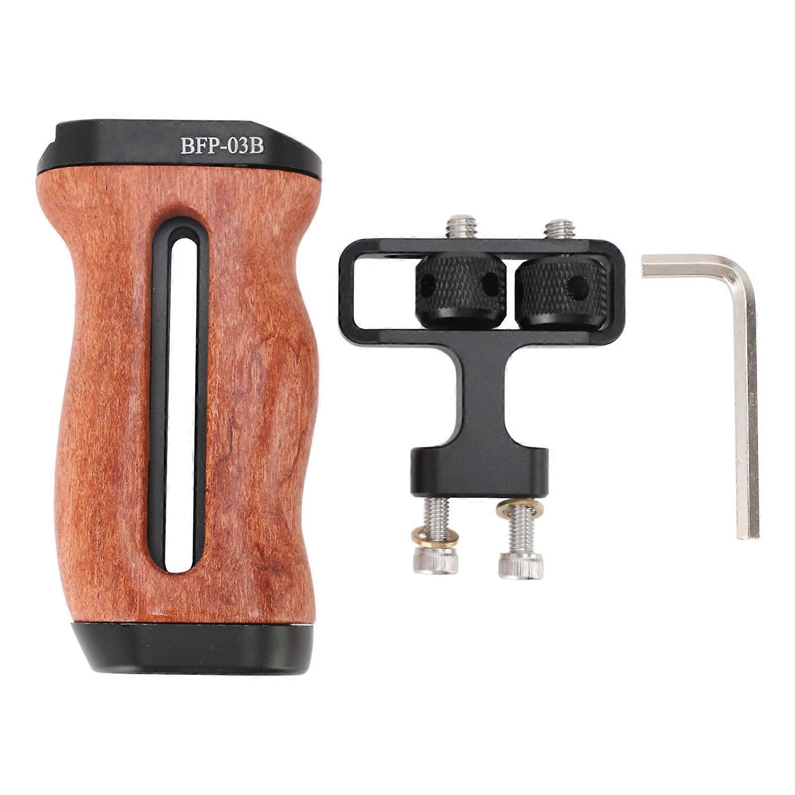 Ergonomic Rosewood Camera Cage Side Handle - Adjustable Grip with Cold Shoe Mount