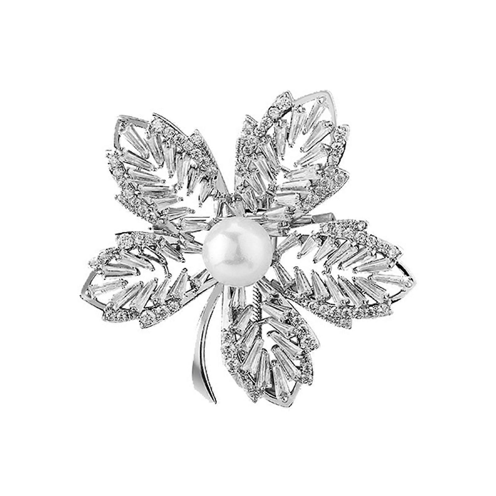 Stylish Maple Leaf Brooch With Crystals Pearls Designs for Long Time Wear Without Causing Allergies Daily Casual Use