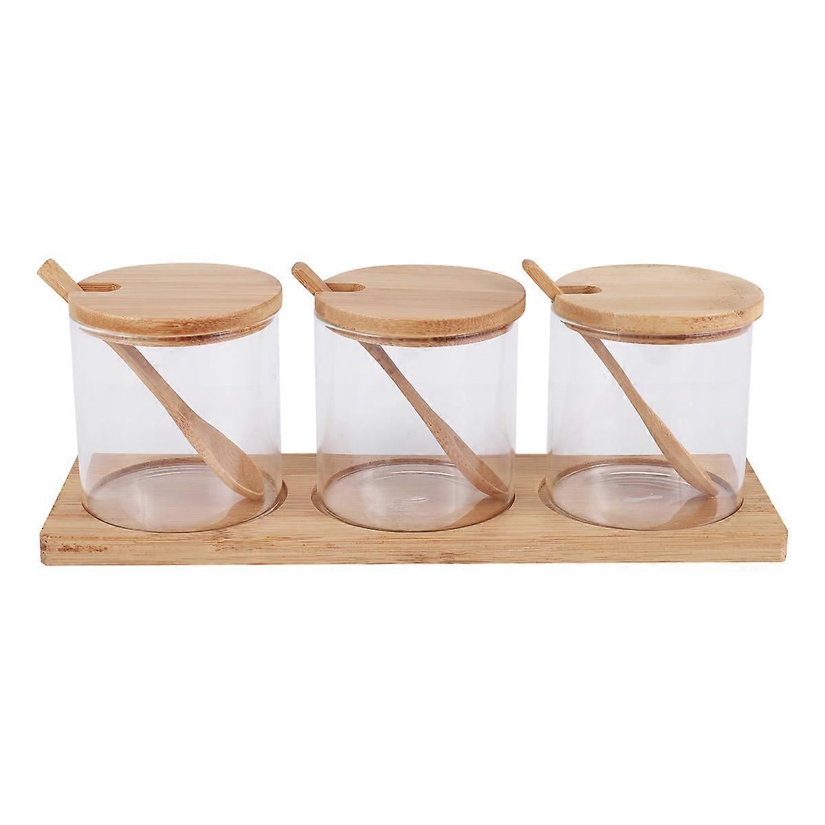 Condiment Jars with Lids and Spoons, Set of 3 Spice Jars