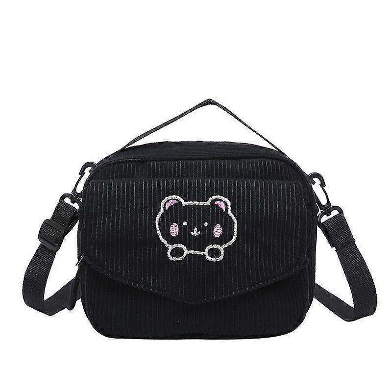 Women's cute embroidered bear shoulder bag